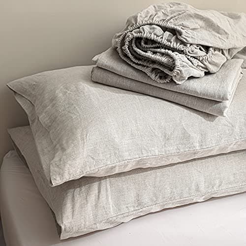Simple&Opulence Belgian Linen Sheet Set - 4 Pieces (King Size, Linen/Beige)