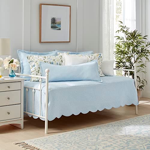 Laura Ashley Trellis White Daybed Set with Shams & Pillow Cover