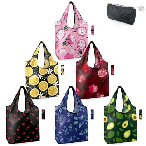BeeGreen Foldable 50LBS Extra Large Reusable Grocery & Shopping Bags (10 Pack, Colorful)