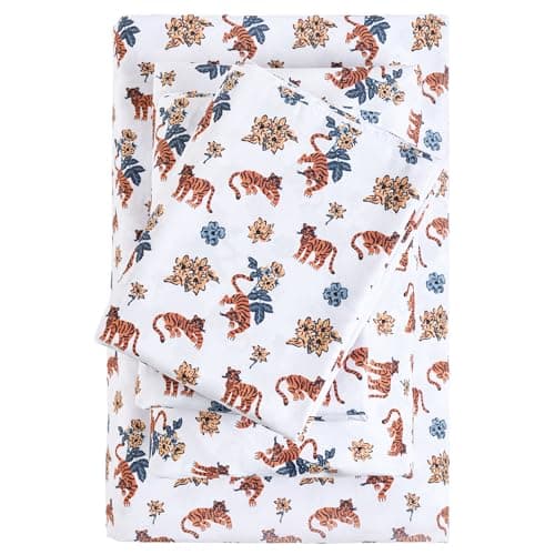 Vintage Flower Printed Full Size Bed Sheet Set with 15 Deep Pocket - 4 Piece Microfiber Patterned Sheet Set
