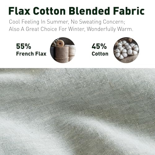 Hyde Lane Organic Linen Sheet Set - 4 Pcs Sage Green Queen Size