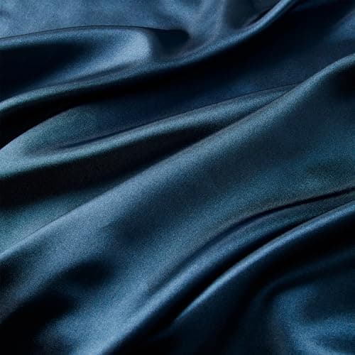 Madison Park Essentials Full Black Satin Sheet Set - Luxury, Elastic Fit up to 16" Mattresses
