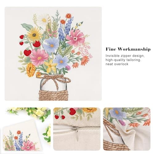 Spring Pillow Covers 18x18 Inch Set of 4 for Spring Home Décor