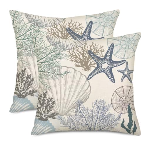 Set of 2 Eucalyptus Pillow Covers 22x22 Inch - Farmhouse Decorations