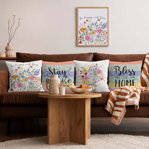 Spring Pillow Covers 18x18 Inch Set of 4 for Spring Home Décor