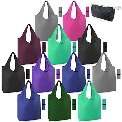 BeeGreen Foldable 50LBS Extra Large Reusable Grocery & Shopping Bags (10 Pack, Colorful)