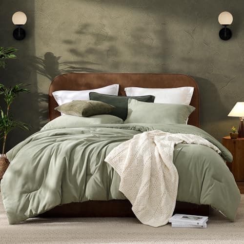 Boho Queen Comforter Set Beige, 3-Piece Modern Farmhouse Bedding Light & Fluffy