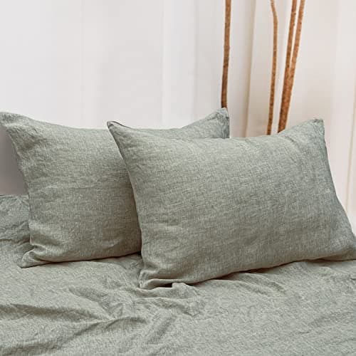 NTBAY 100% Linen Yarn Dyed Pillowcases, Breathable & Cooling, 20x26 Inches
