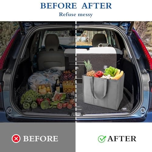 WISELIFE Eco-Friendly Large Foldable Grocery Bags 10 Pack Grey & Black