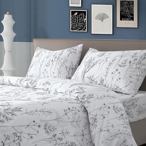 Printed Full Sheet Set with Deep Pocket in Microfiber - 4 Piece Soft and Breathable