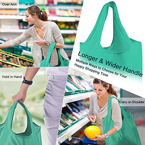 BeeGreen Foldable 50LBS Extra Large Reusable Grocery & Shopping Bags (10 Pack, Colorful)
