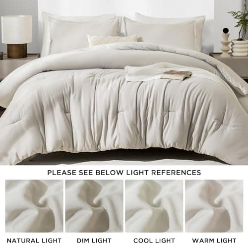 Grey Cotton Comforter Queen Size, Breathable Bedding Sets 3 Pieces for All Season