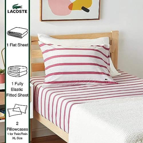 Lacoste Cotton Sheet Set - Baroque Rose, Queen Size