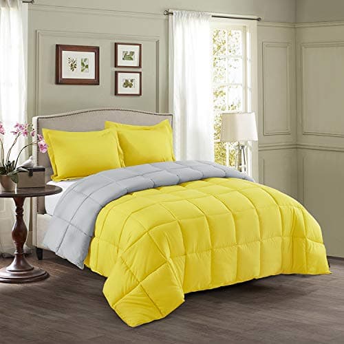 King Size Blue Down Alternative Comforter Set - Reversible Chic Quilt Design