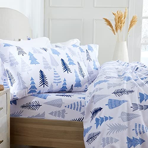 Turkish Cotton Flannel Sheet Set | Deep Pocket Winter Bed Sheets | Double Brushed for Softness & Comfort | Alpine Collection