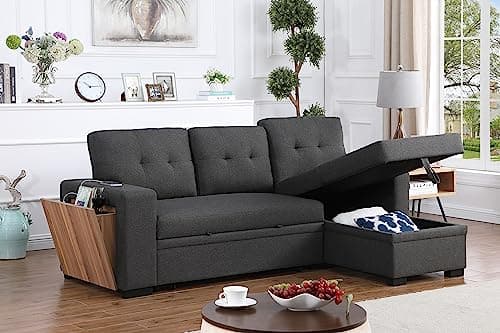 Devion Maison 4-in-1 Convertible L-Shaped Couch with Pull-Out Bed and Storage