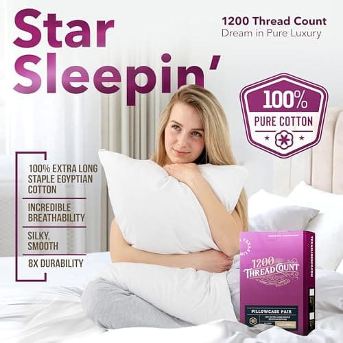Texas Linen Co. King Size 100% Egyptian Cotton Sateen Beige Pillow Cases, 1200 Thread Count