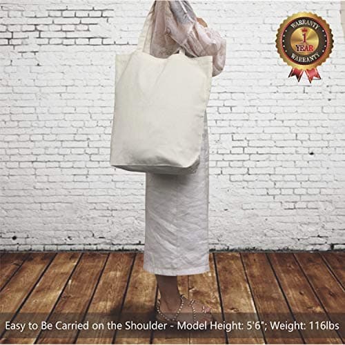 TOPDesign 6 Pack Super Strong Large 17.5"x16.5"x5" Cotton Canvas Tote Bags