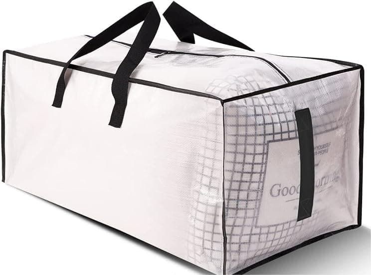Heavy Duty Black 8 Pack Water-Resistant Storage Totes with Zippers & Handles