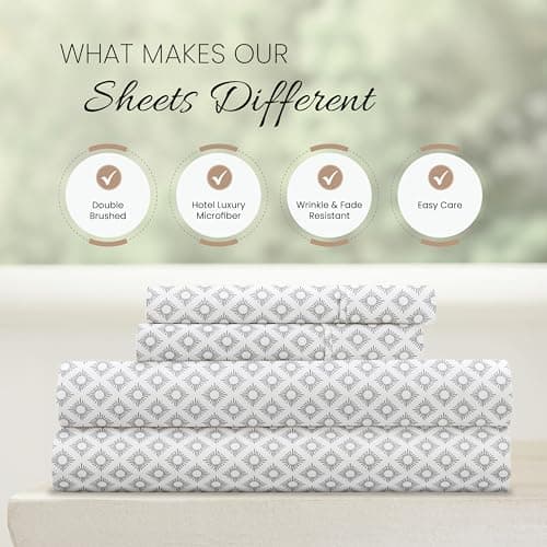 Oeko-TEX Certified Polaris Gray Double-Brushed Microfiber Queen Sheet Set - 4-Piece, Easy Care