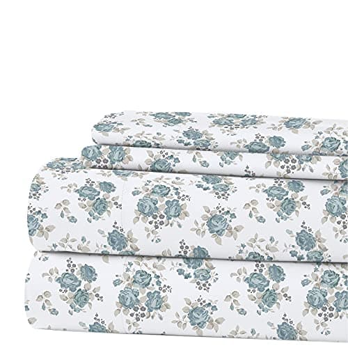 Forever Roses Printed King Size Bedding Sheets & Pillowcase Set, Extra Soft