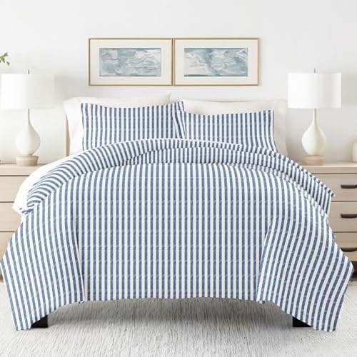 Hotel-Quality Queen Duvet Cover & Sham Set - Linen, Softness, & Exquisite Prints