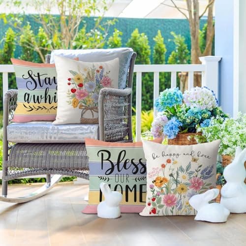 Spring Pillow Covers 18x18 Inch Set of 4 for Spring Home Décor