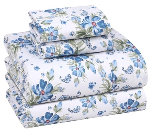 RUVANTI Queen Deep Pocket 4PC Cotton Percale Bed Linen Set