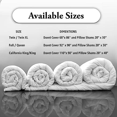 3-Piece 1000 Thread Count Egyptian Cotton Queen Size Duvet Cover Set - Silky Soft, Breathable, Zipper Closure