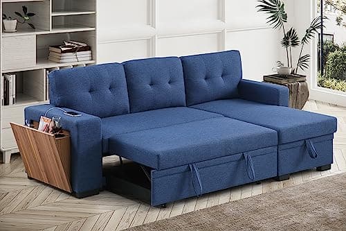 Devion Maison 4-in-1 Convertible L-Shaped Couch with Pull-Out Bed and Storage