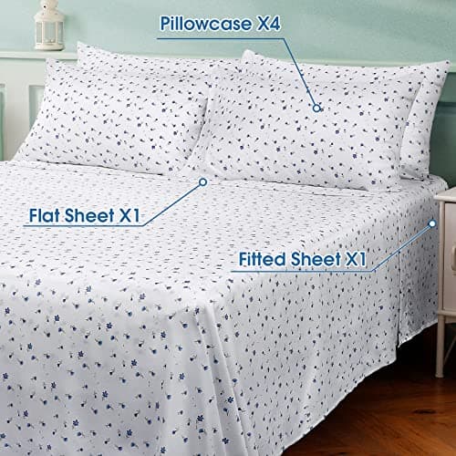 Printed Queen Size Bed Sheets, Extra Soft Microfiber 1800 Pattern Sheets