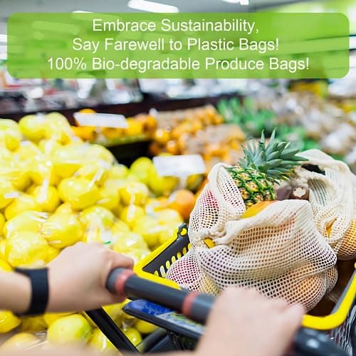 KerKoor Reusable Cotton Mesh Produce Shopping Bags, Eco-Friendly & Washable
