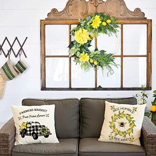 Buffalo Truck Lemon Pillow Covers 18 x 18 Set of 2