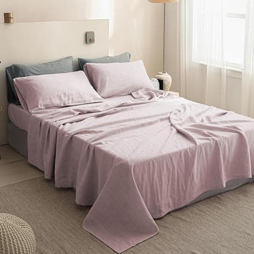 Simple&Opulence 100% Natural Linen Twin Sheets Set, 3 Pcs Breathable & Durable