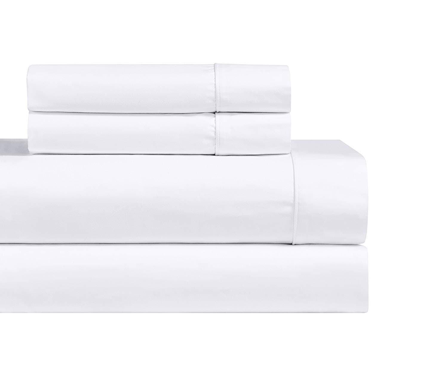 100% Cotton, 1000 Thread Count, 22-Inch Extra Deep Pocket King Bed Sheets, White
