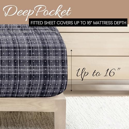 Ultra-Soft & Cooling Navy Polka Full Bed Sheet Set - Deep Pocket Fits 16 Mattress