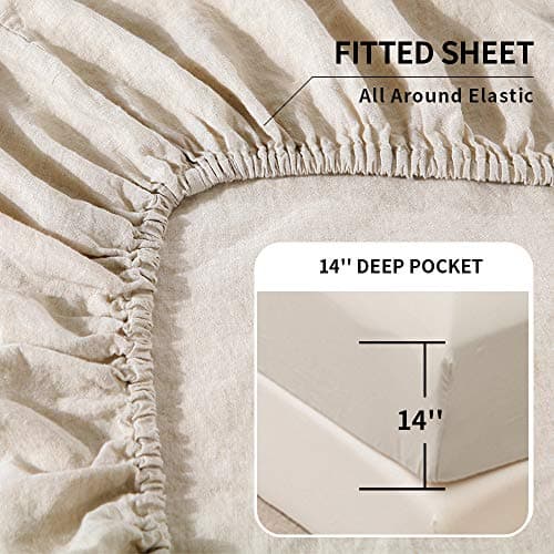 Simple&Opulence Belgian Linen Sheet Set - 4 Pieces (King Size, Linen/Beige)