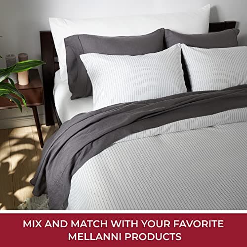 Mellanni 100% Linen Queen Sheets - Gray Sheet Set Fits 16" Mattresses