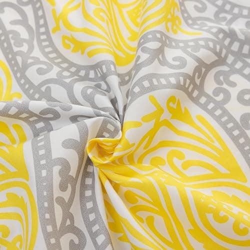 King Size Bed Sheets Set - Deep Pockets, Floral Ultra Soft Microfiber, 90 Thread Count (Grey/Yellow Medallion)