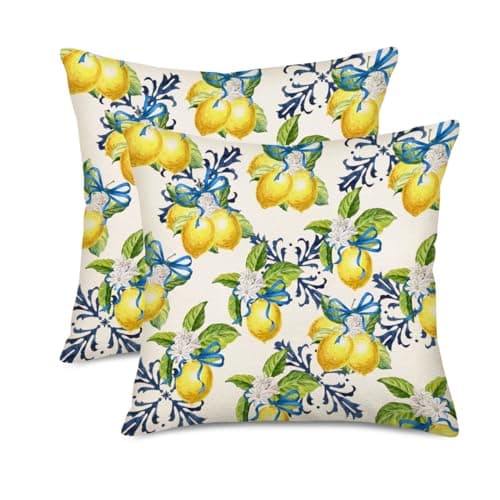 Set of 2 Eucalyptus Pillow Covers 22x22 Inch - Farmhouse Decorations