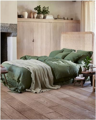 100% European Flax Linen King Bed Sheets, Breathable Cooling for Hot Sleepers