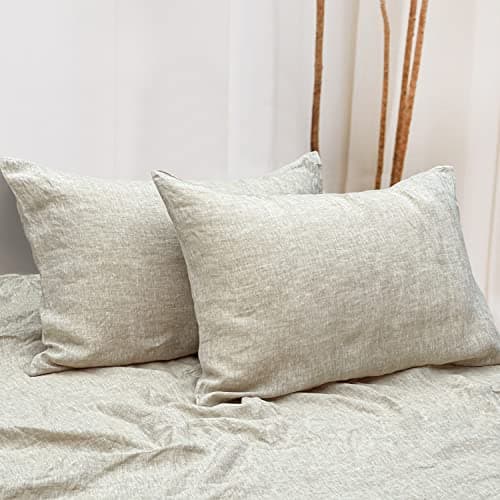 NTBAY 100% Linen Yarn Dyed Pillowcases, Breathable & Cooling, 20x26 Inches
