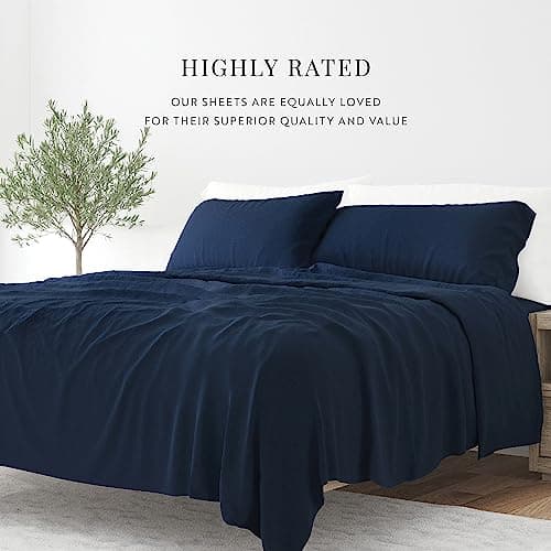 Soft and Cooling Navy Twin Size Bed Sheets - Fits 16 Thick Beds