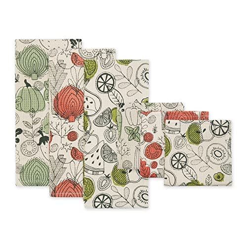 DII Farmer's Market Fresh Veggie Print 3-PieceReusable Kitchen Produce Bag Set