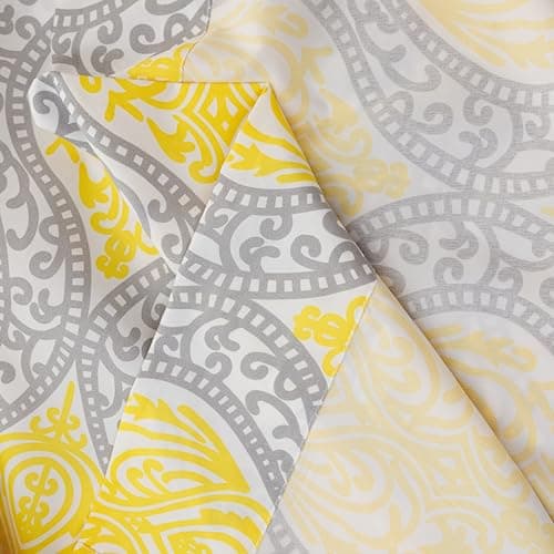 King Size Bed Sheets Set - Deep Pockets, Floral Ultra Soft Microfiber, 90 Thread Count (Grey/Yellow Medallion)