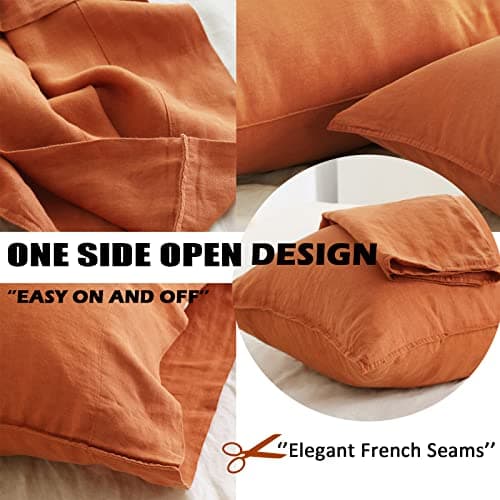 French Linen Sheet Set Full Size Natural Flax Stone Washed 4 Pieces Bedding Soft Luxurious Sheets Set