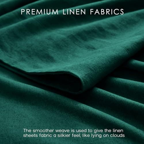 100% French Linen from Normandy, 4Pcs Organic Linen Sheets Full Size, 16 Inch Deep Pocket