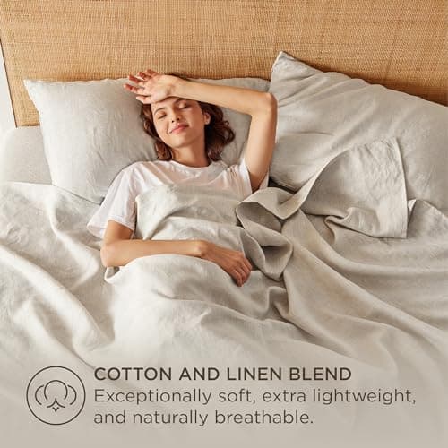 King Size Linen Cotton Sheets Set - 4 Pcs for All Seasons
