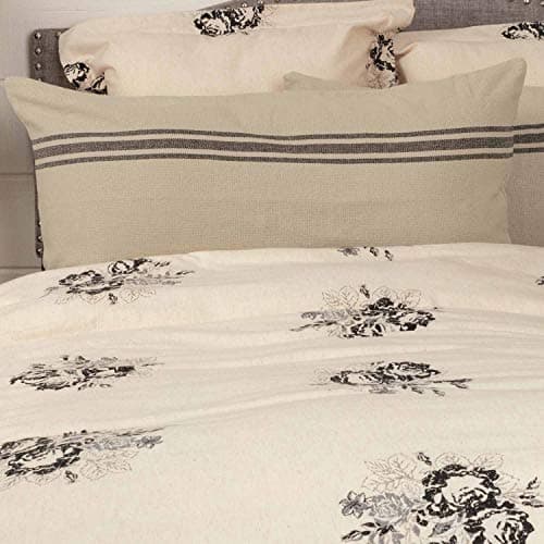 Mill House Beige & Black King Size Stripe Sham, Farmhouse Primitive Grain Sack Woven