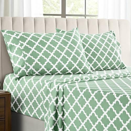 LDC Quatrefoil 4-Piece Soft Microfiber Bedding - Sage